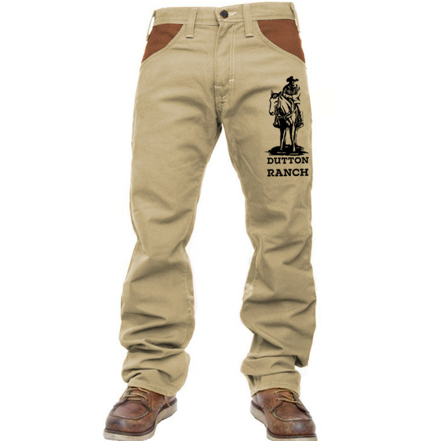 

Pantalones Cargo Para Hombre Vintage Yellowstone Colorblock Pantalones De Trabajo Diario Caqui