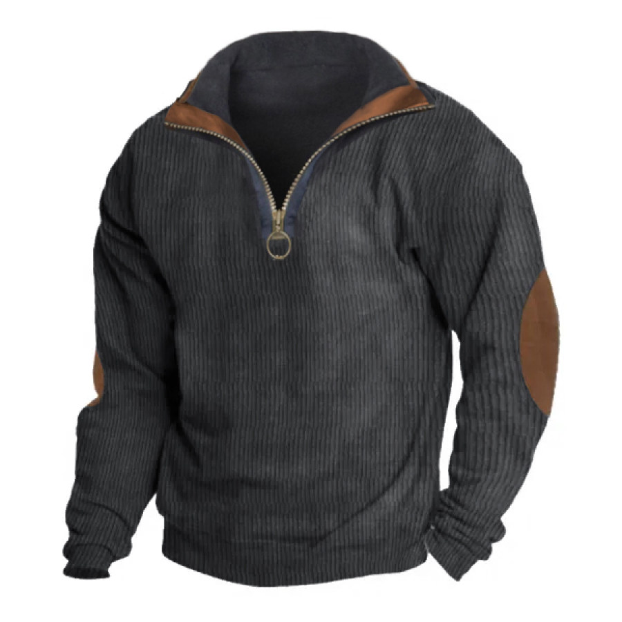 

Sudadera De Manga Larga Con Cuello Alto Y Cremallera Informal Para Hombres Al Aire Libre Jersey Con Cuello De Piel De Solapa De Doble Capa