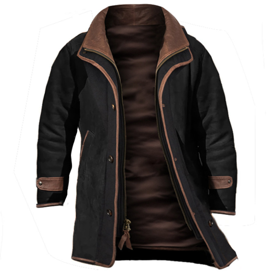 

Abrigo De Cuello Doble De Longitud Media Para Exteriores Para Hombre Camisas Abrigos De Chaqueta