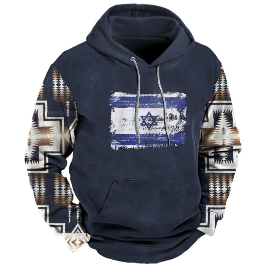 

Herren-Kapuzenpullover Mit Israelischem Vintage-Print Im Ethno-Stil