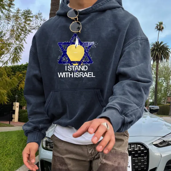 Men's I Stand With Israel Printed Hoodie - Cotosen.com