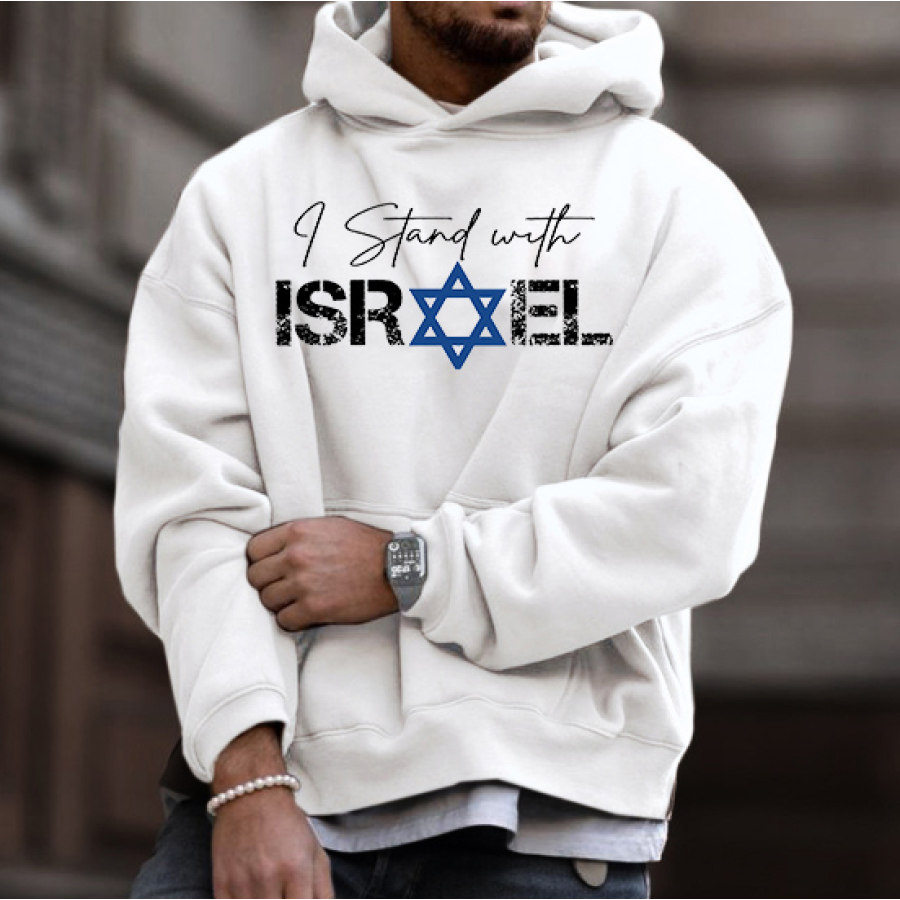 

Men's I Stand With Israel Printed Oversized Casual Hoodie