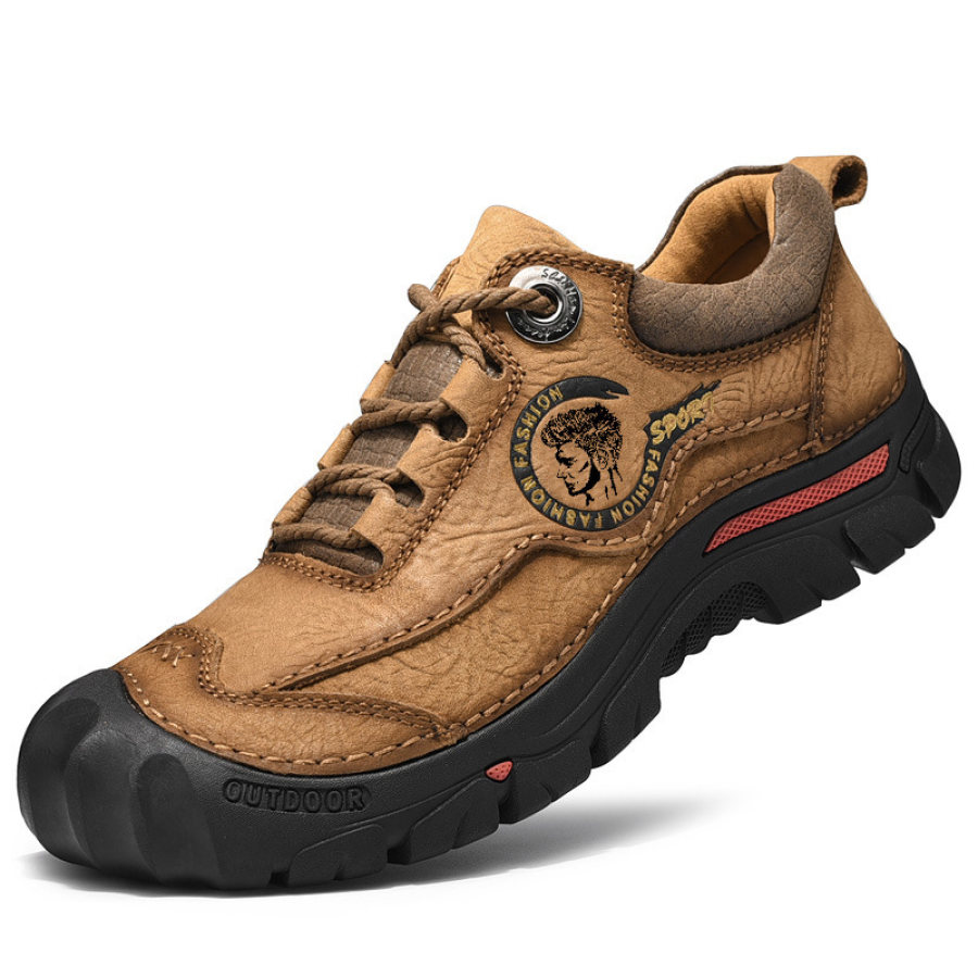 

Men's Casual Thick Sole Wear-Resistant Leather Hiking Shoes