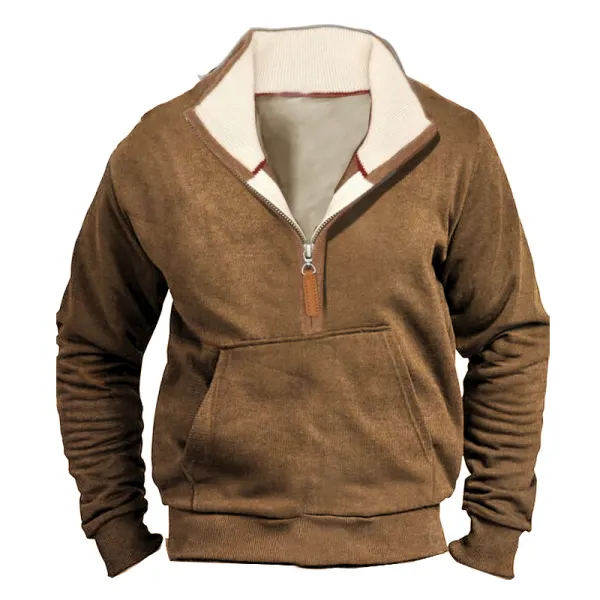 Men's Outdoor 1/4 Zip Sweatshirt Outdoor Casual Pocket Tactical Top - Cotosen.com