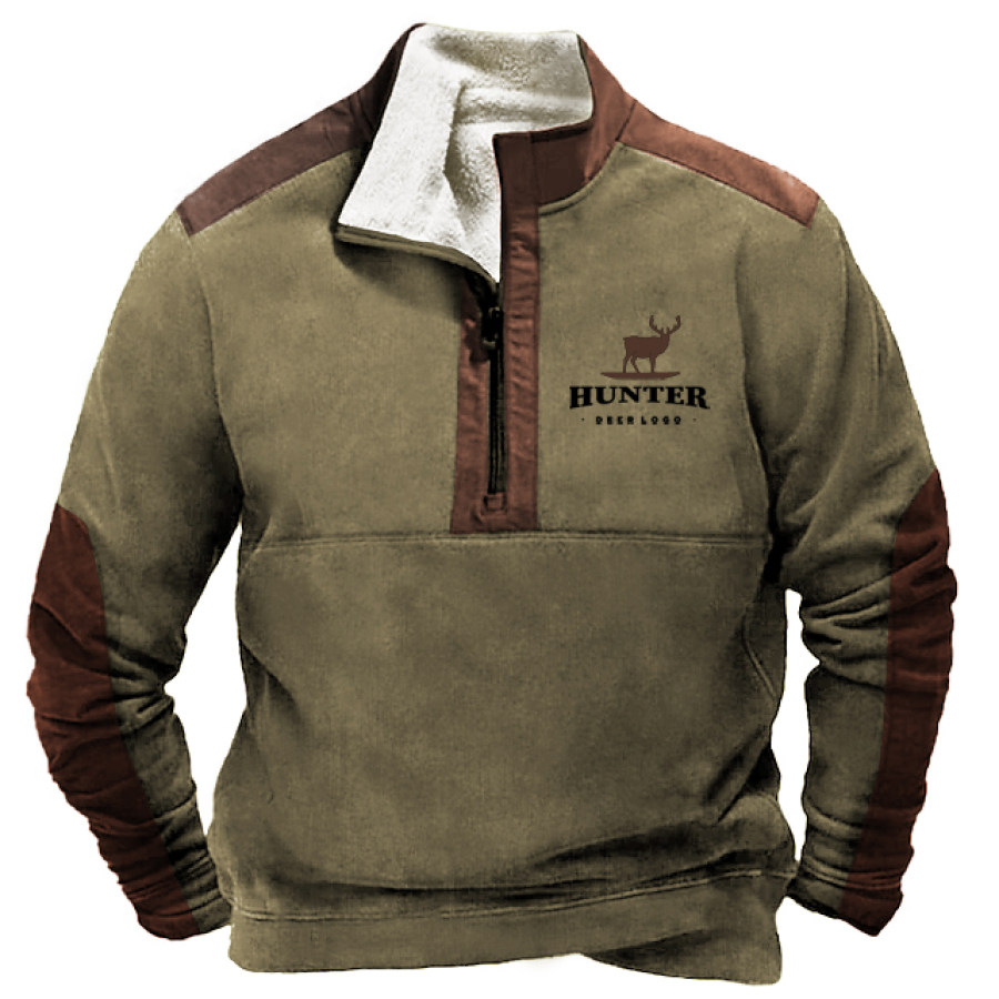 

Sudadera Tipo Polo Con Cuello Levantado Y Cremallera Hunter Moose Para Hombre Camiseta Táctica De Forro Polar Retro Informal Para Exteriores Con Contraste De Color