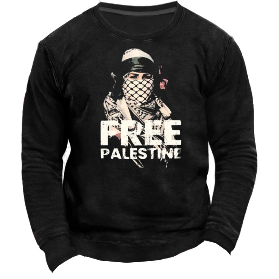 

Free Palestine Sweatshirt Freedom For Palestine Retro Men's Sweatshirt