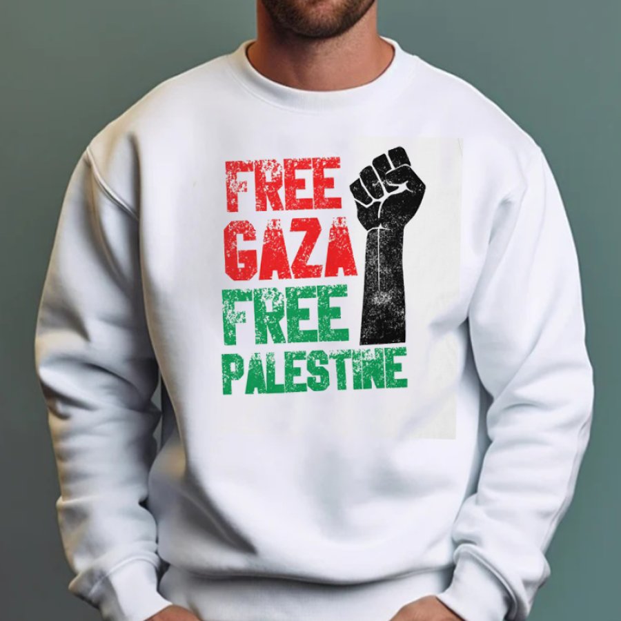 

Sweat-shirt Rétro Pour Hommes Gaza Libre Palestine Libre Liberté Pour La Palestine