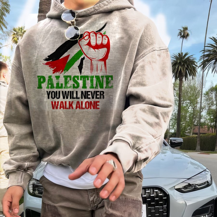 

Palestina Nunca Caminará Solo Palestina Libre Sudadera Con Capucha Libertad Para Palestina Retro Sudadera Con Capucha Para Hombre