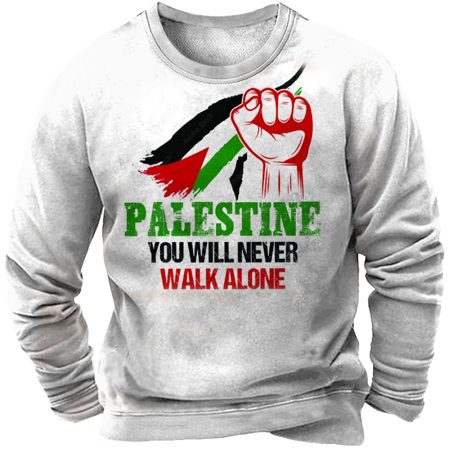 

La Palestine Ne Marchera Jamais Seule Sweat-shirt Palestine Libre Liberté Pour La Palestine Sweat-shirt Rétro Pour Hommes