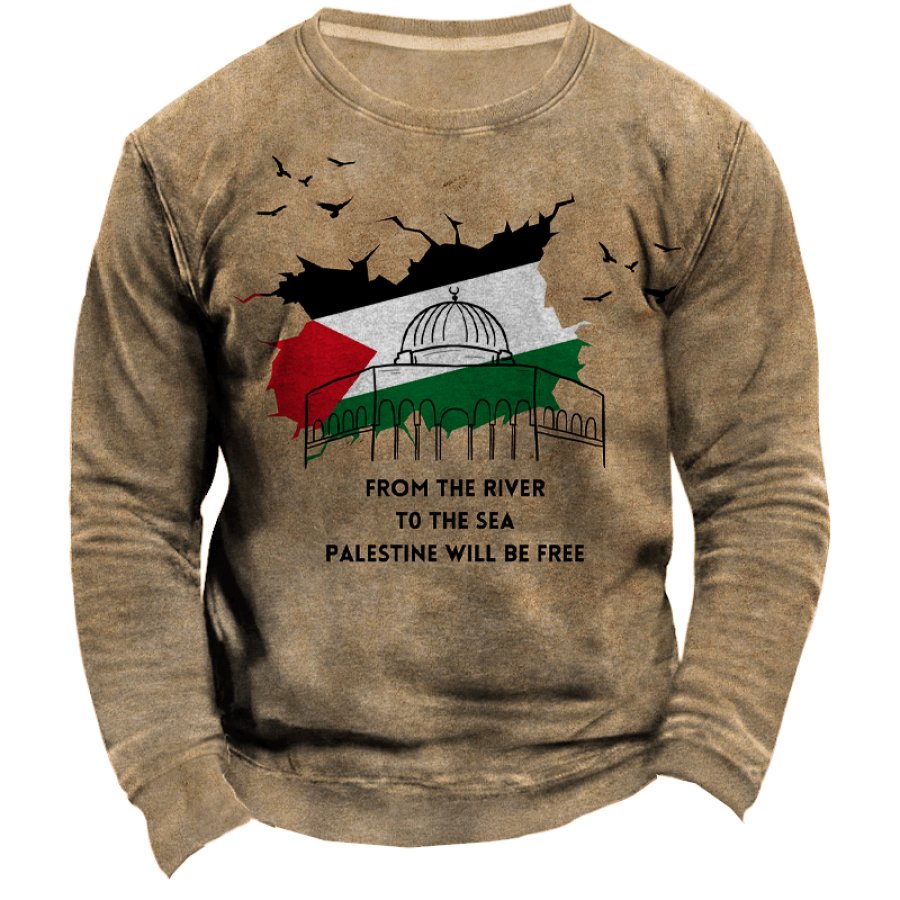 

Free Palestine Sweatshirt Freedom For Palestine Retro Herren Sweatshirt