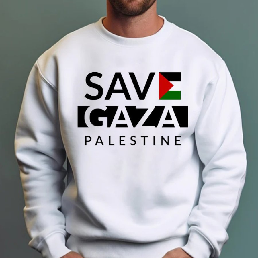 

Sweat-shirt Rétro Pour Hommes Sauvez Gaza Palestine Libre Liberté Pour La Palestine