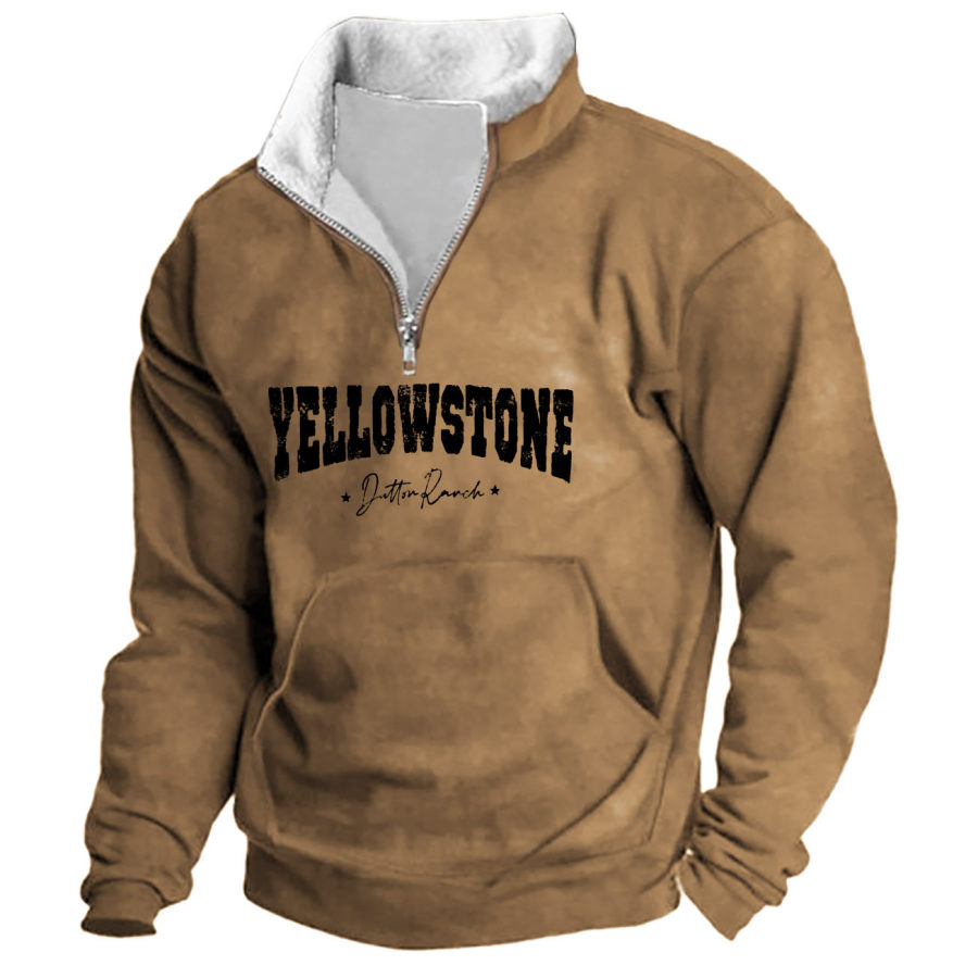 

Sweat-Shirt Homme Quarter Zip Yellowstone Dutton Ranch Col Peluche Vintage Quotidien Hauts