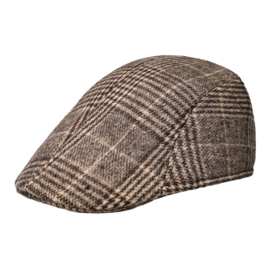 

Men's British Retro Peaked Cap Warm Forward Hat