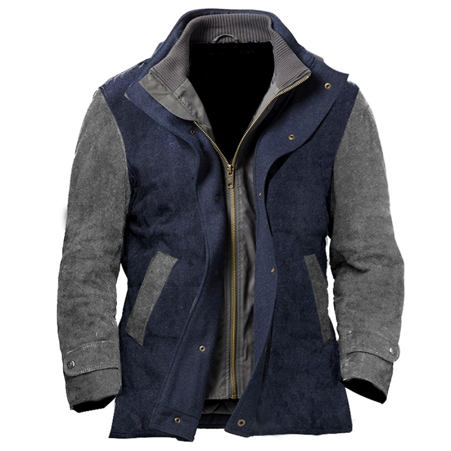 

Chaqueta De Mezcla De Lana Mariner Para Exteriores Para Hombre Abrigo Táctico De Longitud Media Con Cuello Con Doble Cremallera