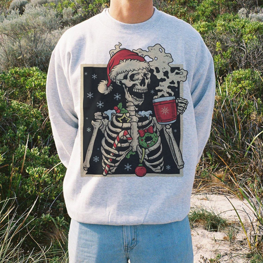 

Suéter Estampado Navideño Con Calavera Vintage