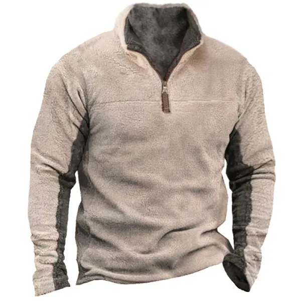 Men's Vintage Patchwork Casual Brushed Sweatshirt - Kalesafe.com 