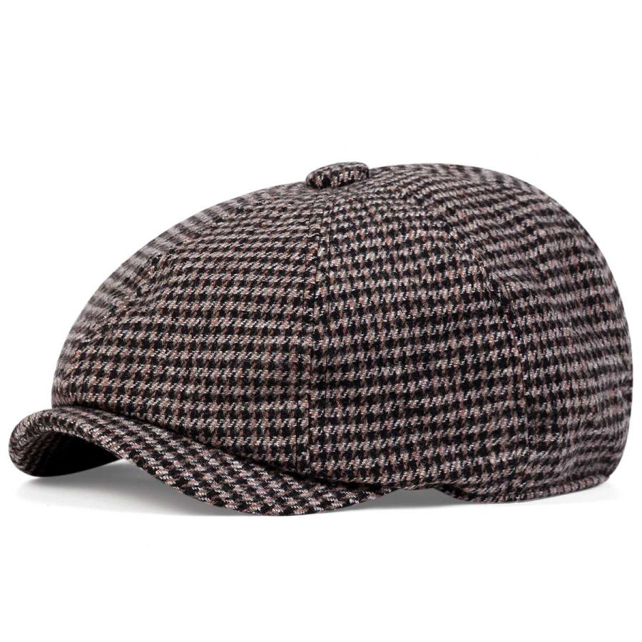 

Men's British Houndstooth Peaked Beret