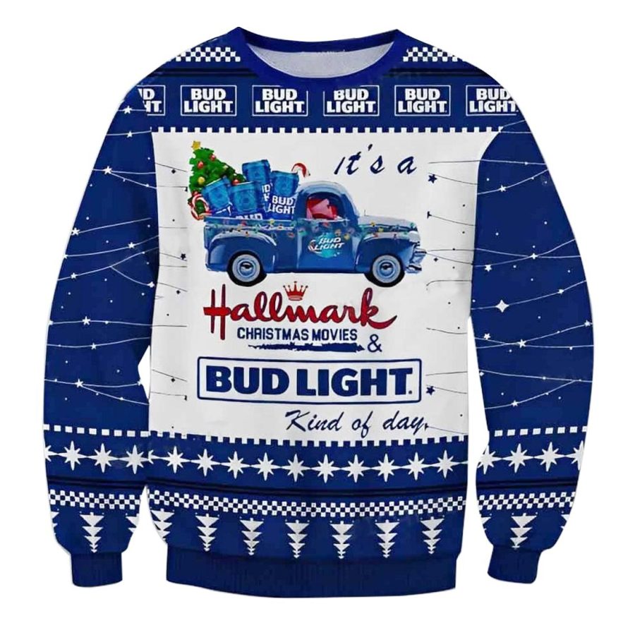 

Men's Bud Light 3D Print Ugly Christmas Sweatshirt