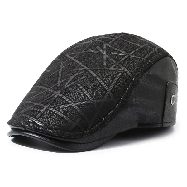 Men's Leather Forward Cap Outdoor Casual Cap Beret - Villagenice.com 