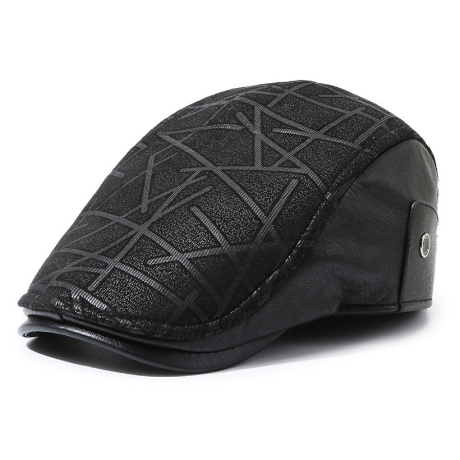 

Men's Leather Forward Cap Outdoor Casual Cap Beret