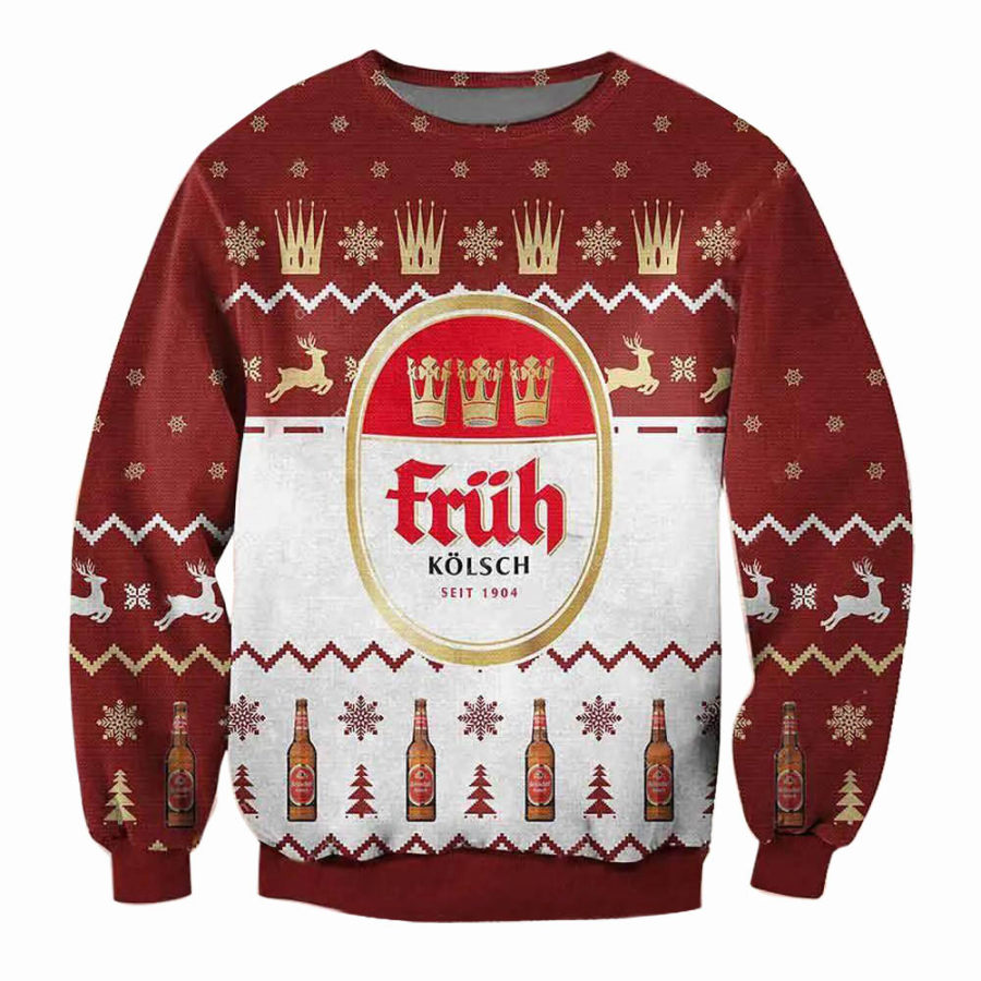 

Sweat-shirt De Noël Moche Imprimé 3D Fruh Kolsch Beer Pour Hommes