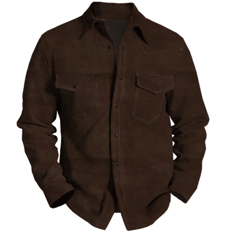 

Vintage-Western-Hemdjacke Aus Wildleder Mit Tasche Für Herren