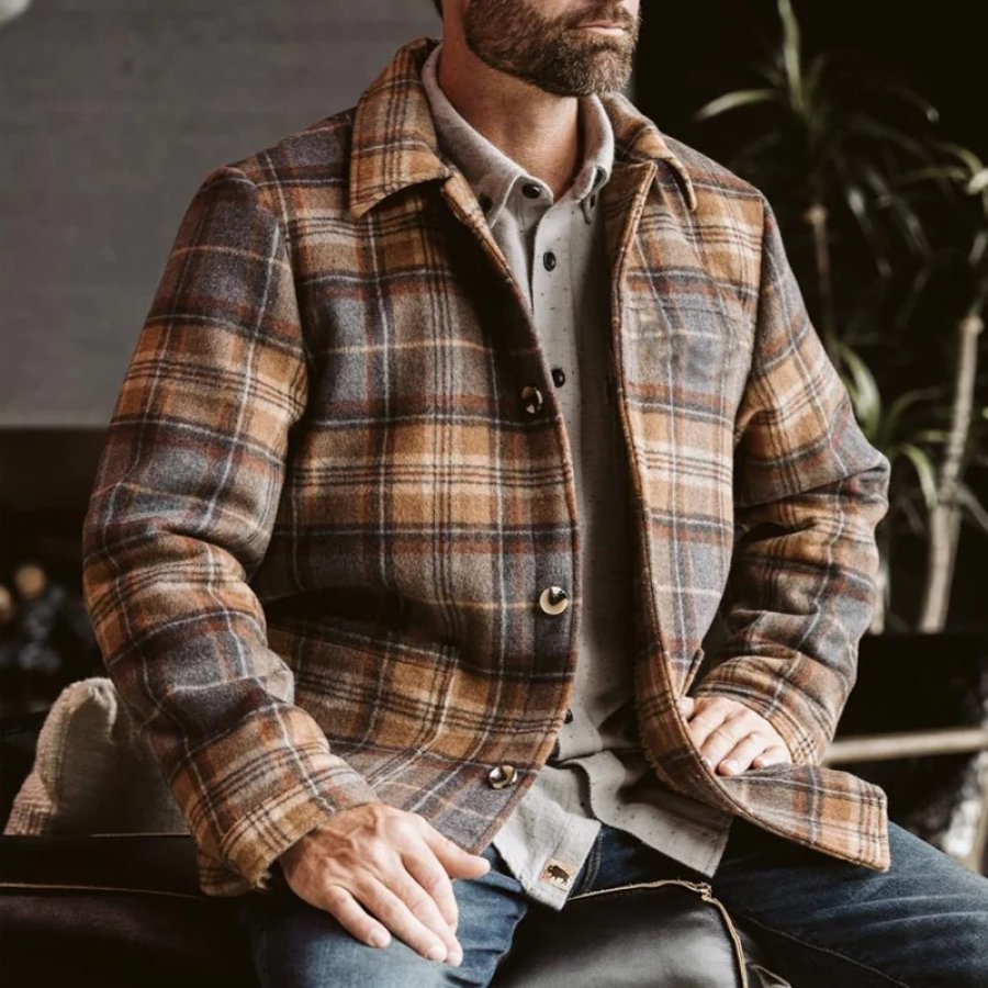 

Chaqueta Estilo Camisa Occidental Vintage Gruesa Y Gruesa De Forro Polar Para Hombre