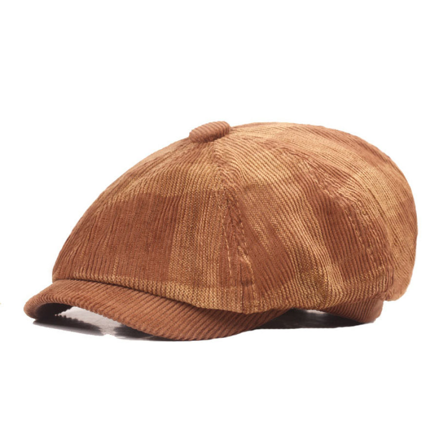 

Unisex British Style Vintage Corduroy Octagonal Beret