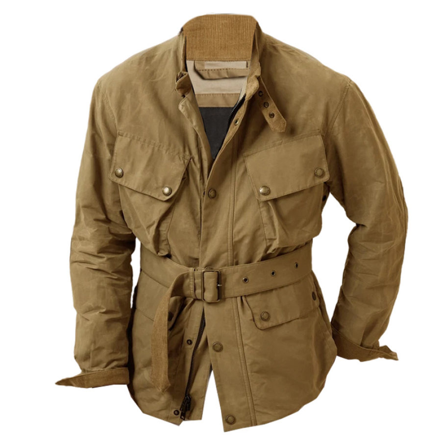

Мужская уличная куртка-карго с поясом времен Второй мировой войны повседневная куртка средней длины с несколькими карманами