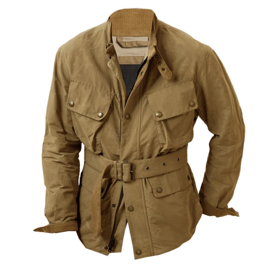 

Veste Cargo D'extérieur Avec Ceinture De La Seconde Guerre Mondiale Pour Hommes Veste Décontractée Multi-poches De Longueur Moyenne