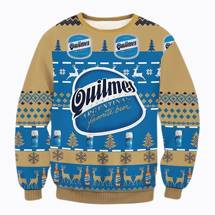 

Sudadera Navideña Fea Con Estampado 3D De Cerveza Quilmes Argentina Para Hombre