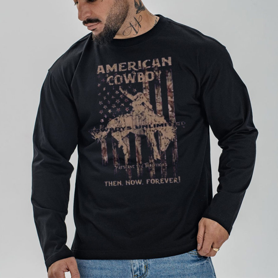 

Herren Langarm-T-Shirt Vintage Desert Bronc Cowboys Unlimited Erwachsener Pullover