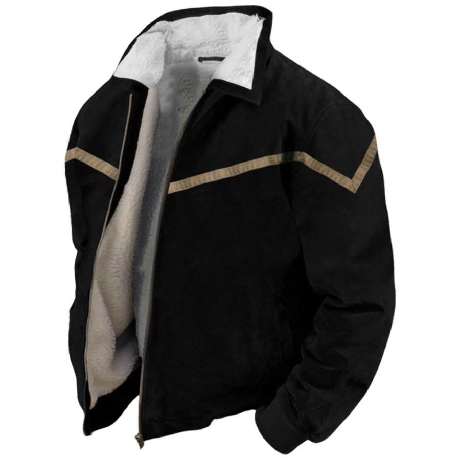 

Dicke Schwere Motorrad-Cargojacke Aus Vintage-Fleece Für Herren