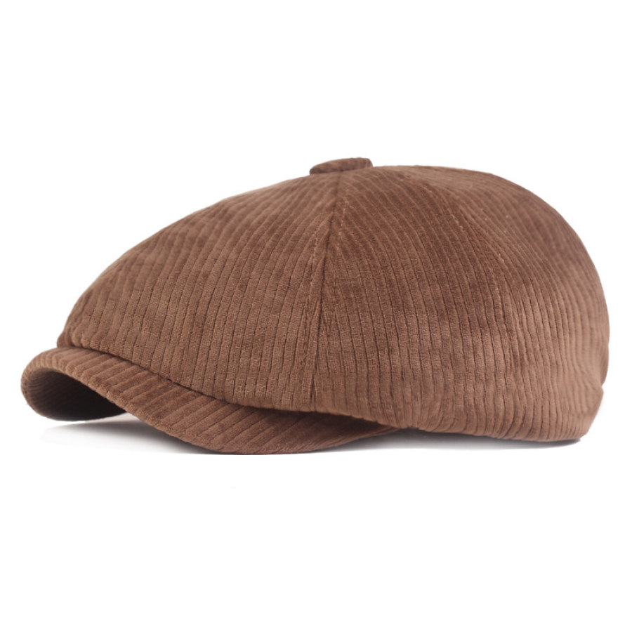 

Retro British Beret Corduroy Octagonal Hat