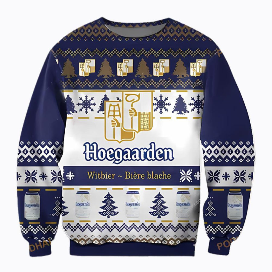 

Sudadera Navideña Fea Con Estampado 3D De Cerveza Belga Hoegaarden Para Hombre