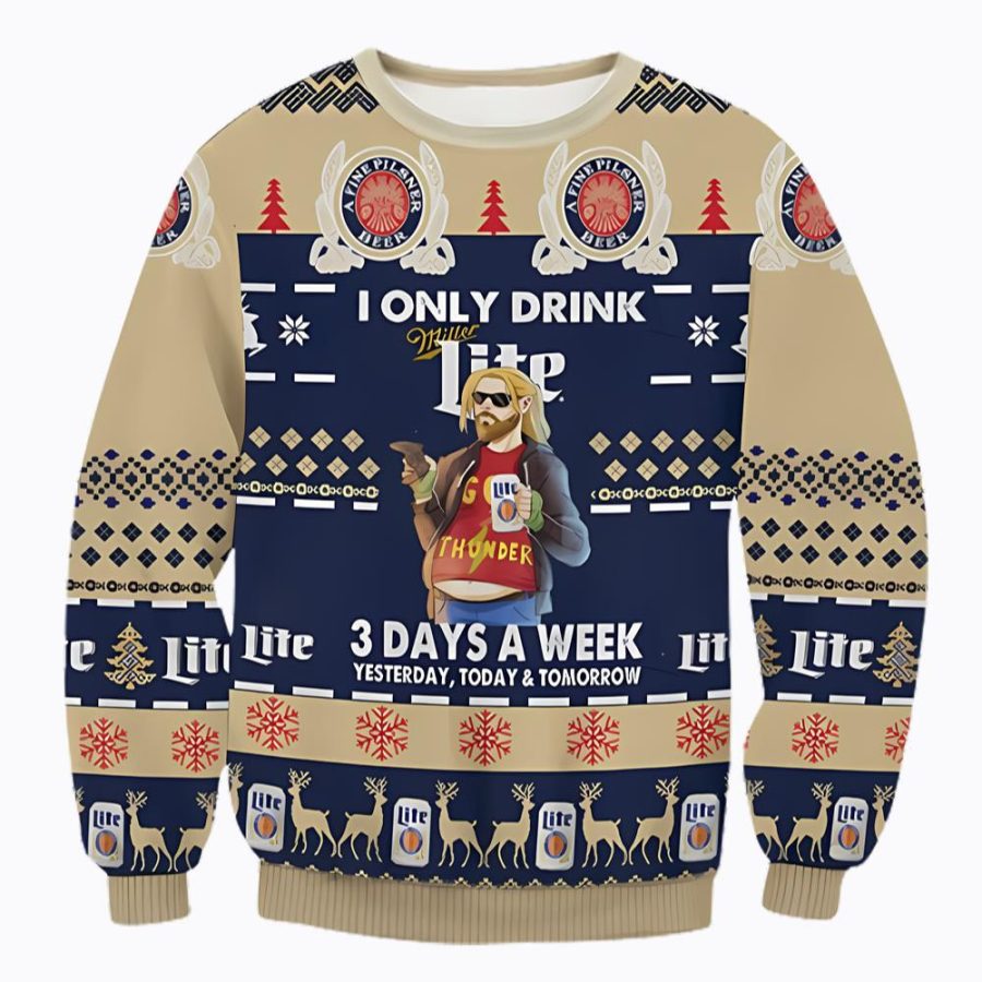 

Sudadera Navideña Fea Con Estampado 3D Miller Lite Beer Lover Para Hombre