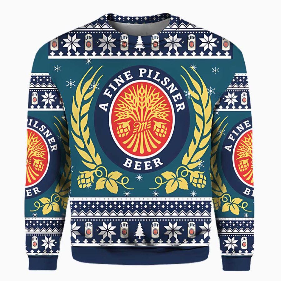 

Sudadera Navideña Fea Con Estampado 3D De Cerveza Miller Lite A Fine Pilsner Para Hombre