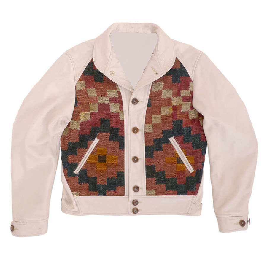 

Chaqueta Bomber Para Hombre Chaqueta De Cuero Con Estampado Étnico De Motocicleta Chaqueta Retro Para Exteriores