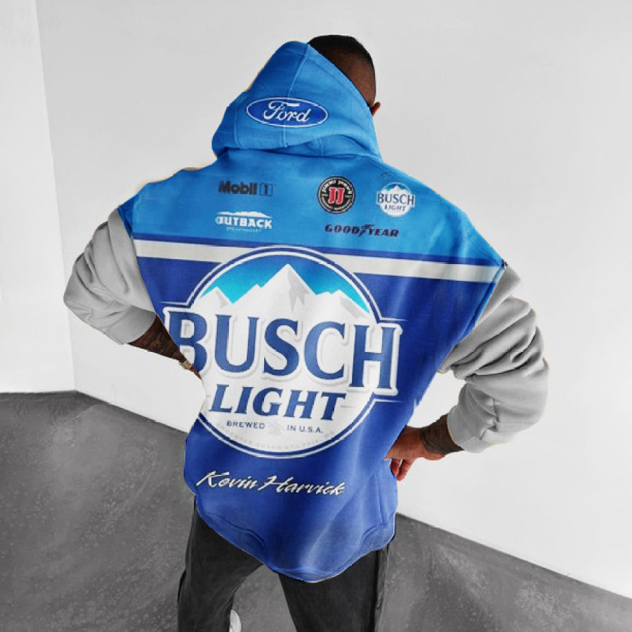 

Sweat à Capuche Surdimensionné à Imprimé Vin De Course Vintage Pour Hommes