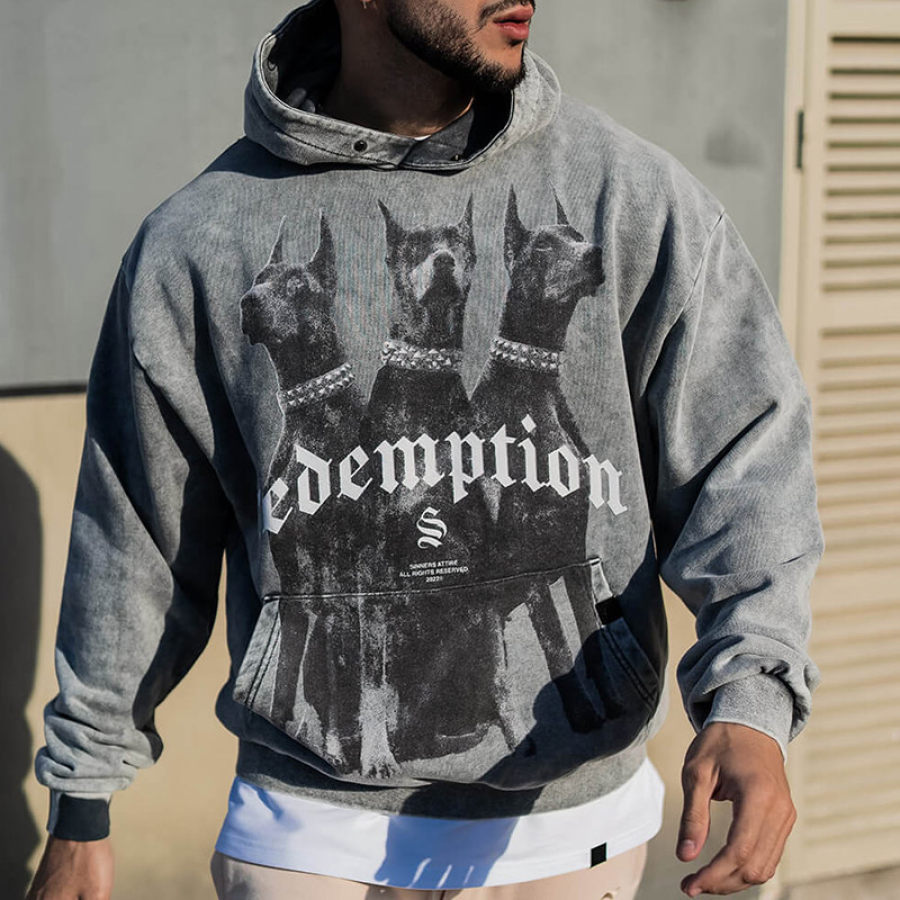 

Sudadera Con Capucha Extragrande Para Hombre Con Estampado Vintage Doberman Redemption