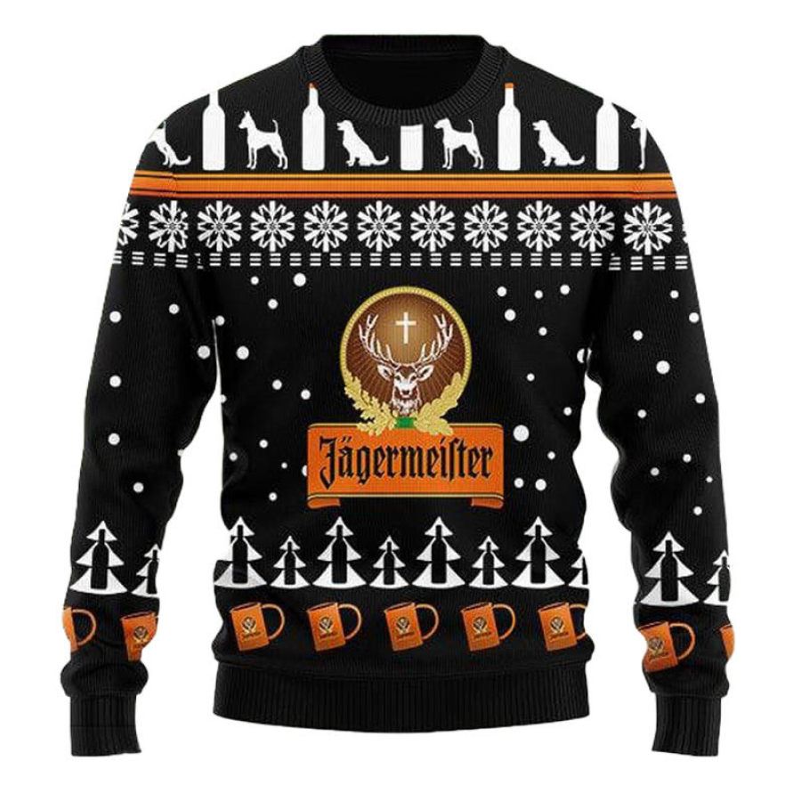 

Sudadera Navideña Fea Con Estampado 3D De Jagermeister Para Hombre