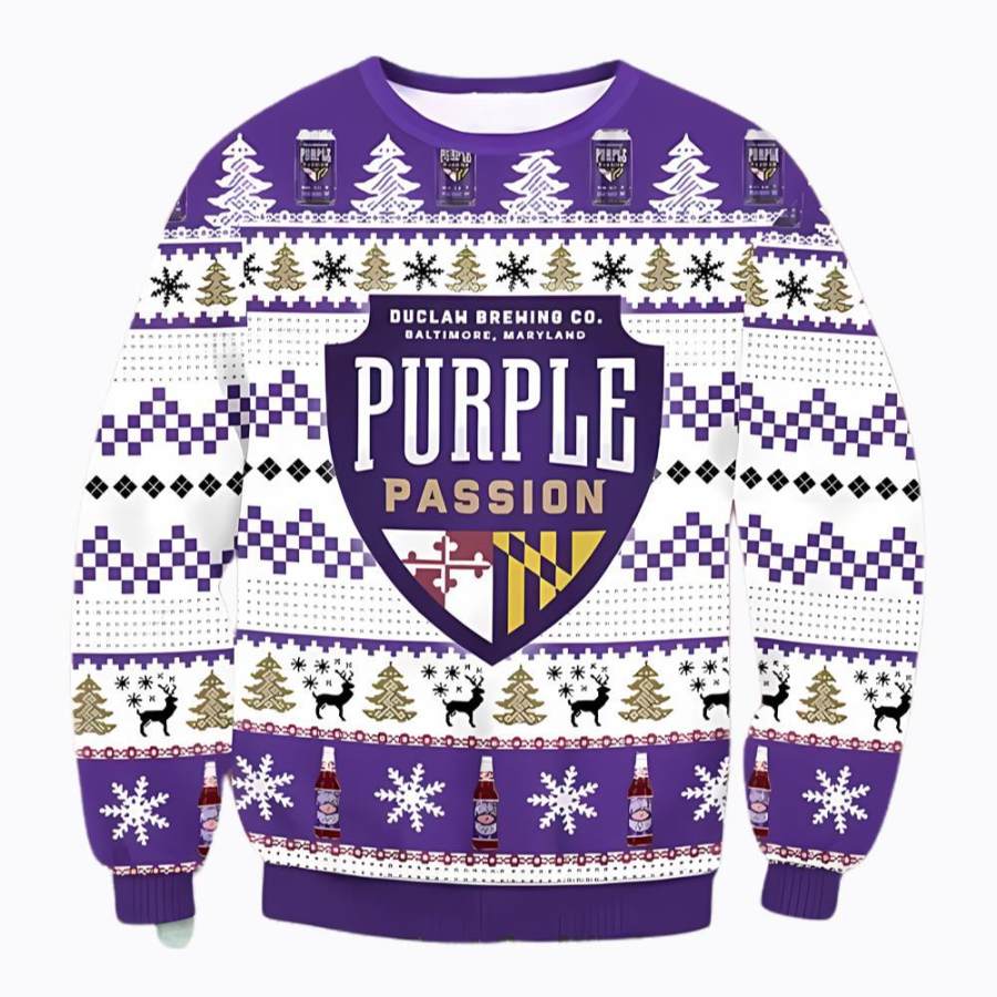 

Sweat-shirt De Noël Moche Imprimé 3D Purple Passion Beer Pour Hommes