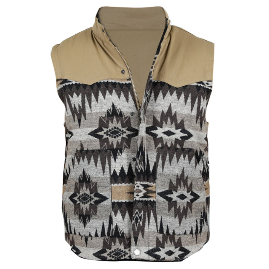 

Mens Vintage Ethnic Aztec Quilted Woolen Blend Vest