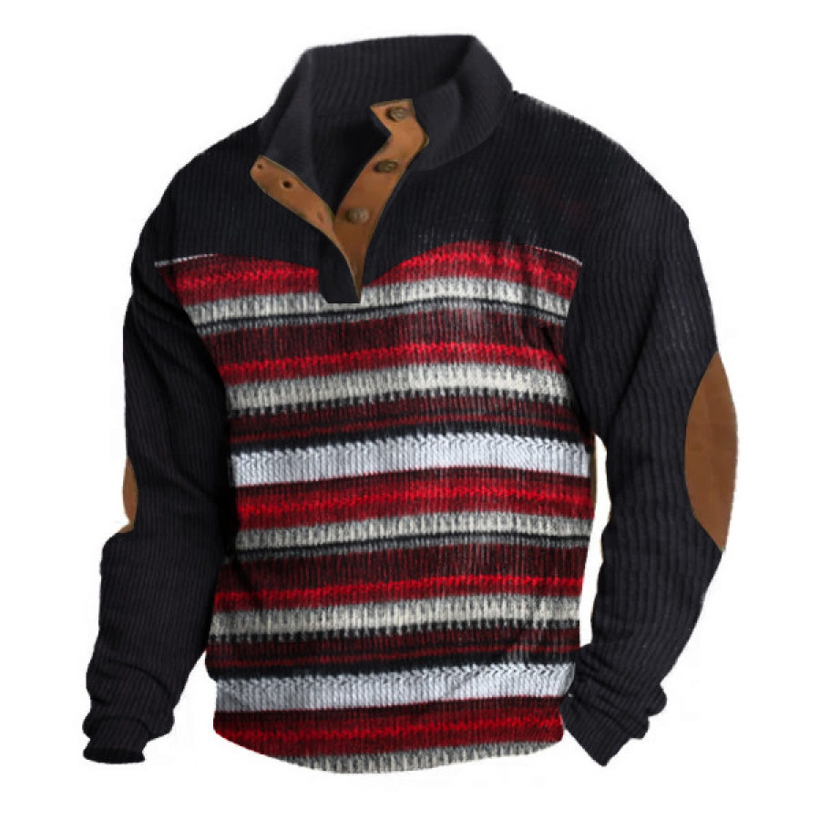 

Corduroy Stripe Men's Outdoor Retro Corduroy Henley Neck Sweatshirt Thickened Tactical Top