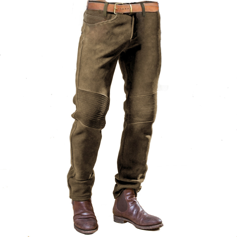 

Pantalon En Daim Vintage Pour Homme Matelassé Pour Moto D'extérieur Pantalon Décontracté Pantalon Quotidien