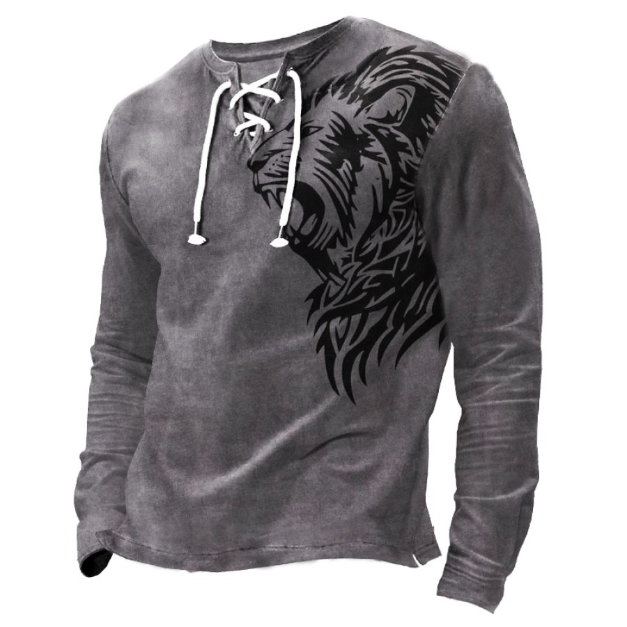 

T-shirt à Nouer Avec Motif Lion Rétro Pour Hommes