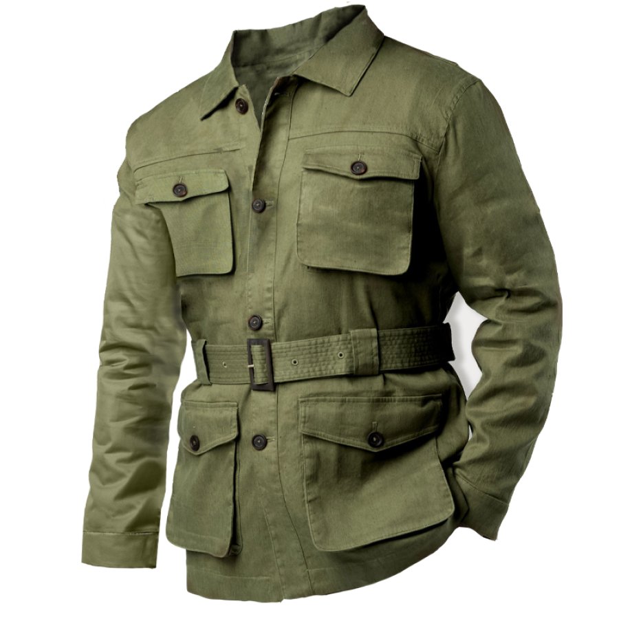 

Manteau De Veste Coupe-vent à Ceinture Multi-poches Militaire Tactique Pour Hommes