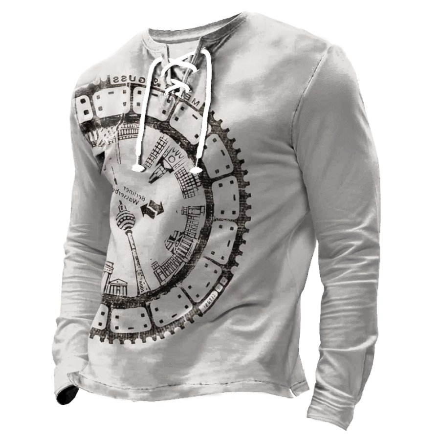 

T-shirt à Nouer Graphique Pour Hommes Rétro Grande Roue Voyage