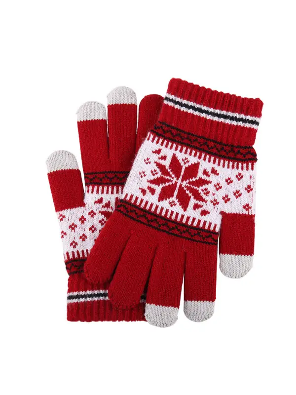 Christmas Snowflake Touch Screen Warm Knitted Wool Gloves - Gethefashion.chimpone.com 