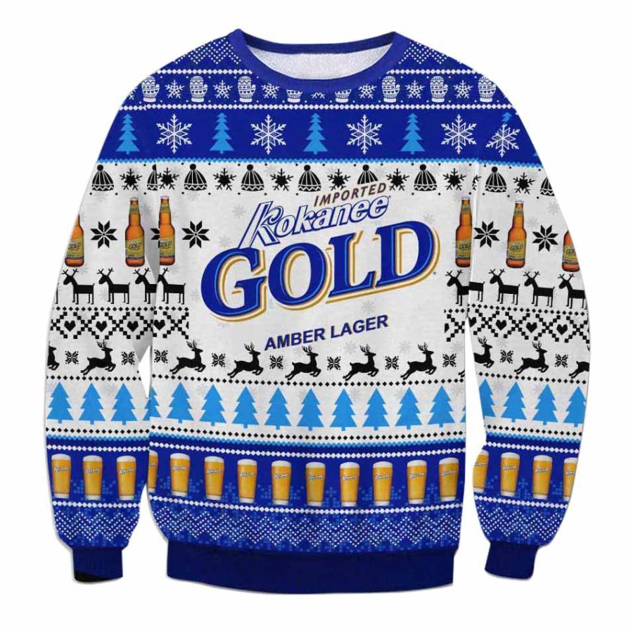 

Sudadera Navideña Fea Con Estampado 3D De Cerveza Kokanee Gold Amber Lager Para Hombre